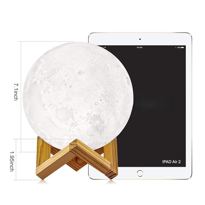 3D Moon Lamp with Wooden Stand