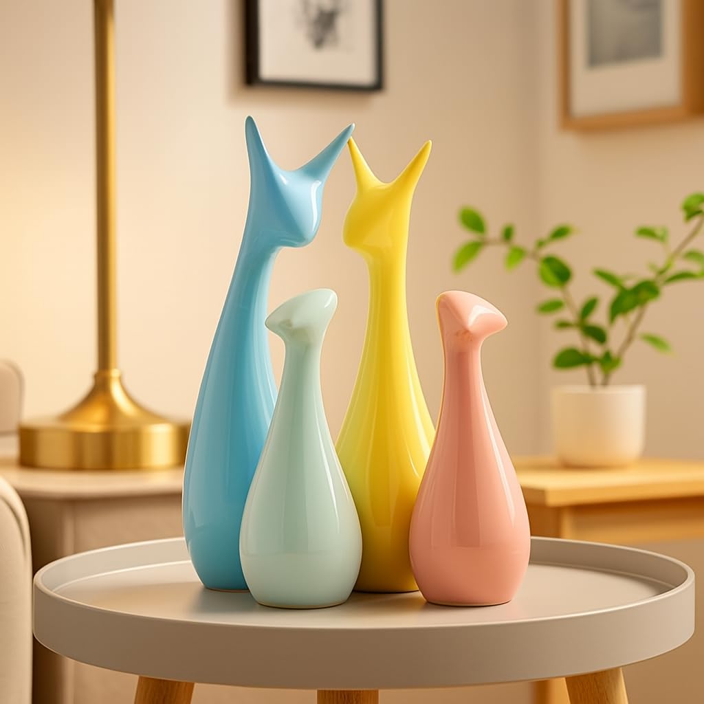 Lucky Deer Family Matte Finish Ceramic Figures - (Set of 3, Matte Brown)