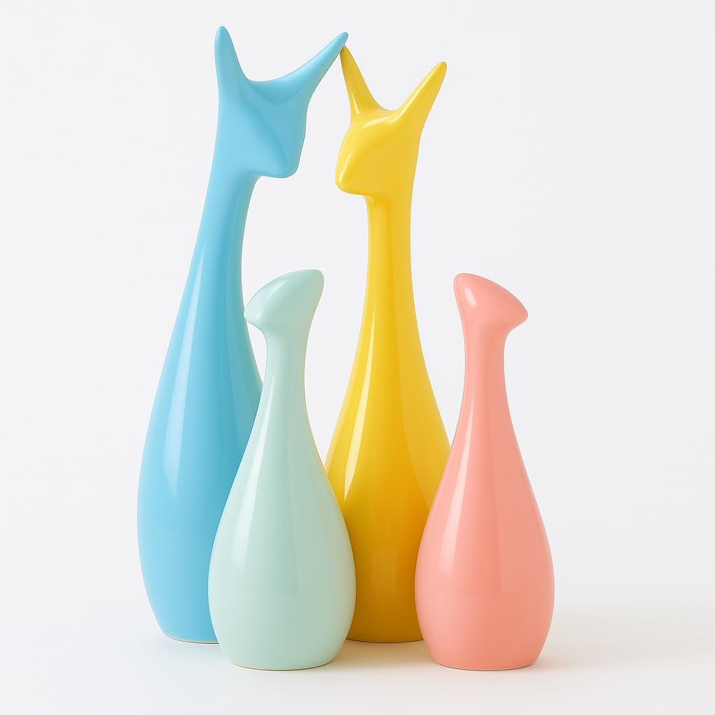 Lucky Deer Family Matte Finish Ceramic Figures - (Set of 3, Matte Brown)