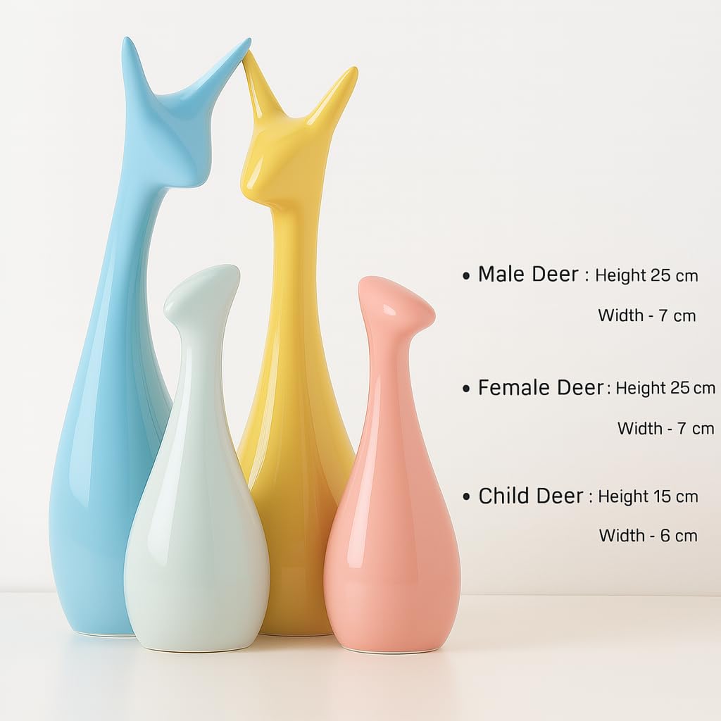 Lucky Deer Family Matte Finish Ceramic Figures - (Set of 3, Matte Brown)