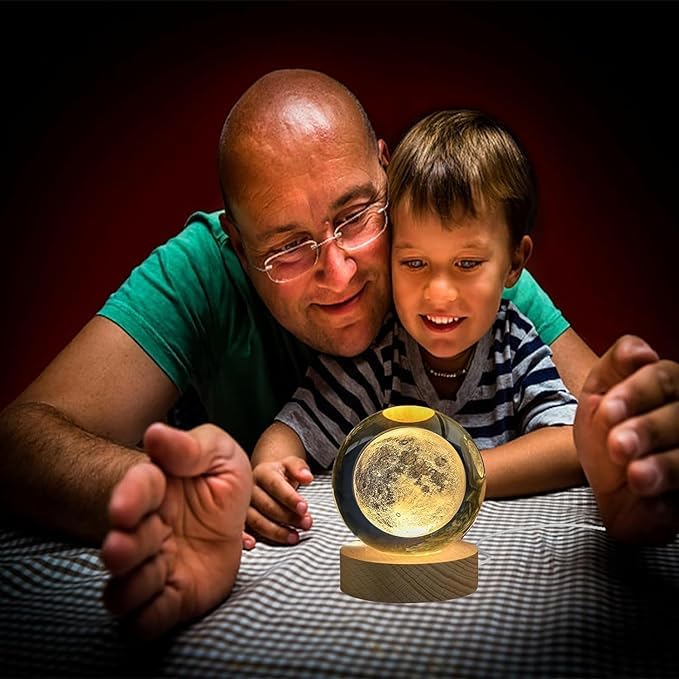 3D Moon Lamp with Wooden Stand