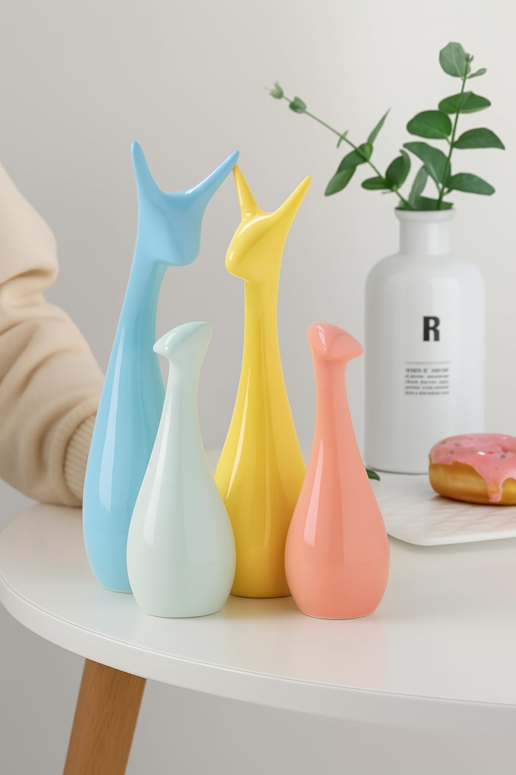 Lucky Deer Family Matte Finish Ceramic Figures - (Set of 3, Matte Brown)