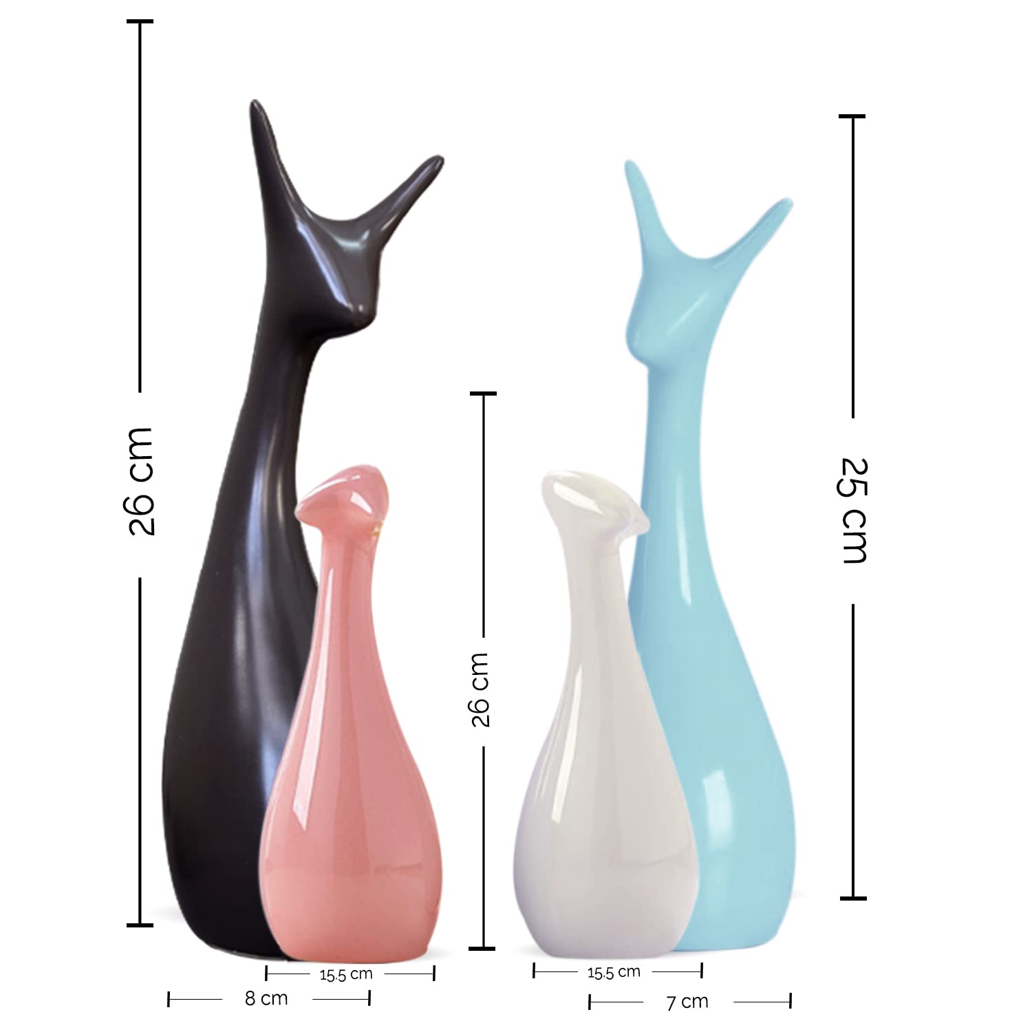 Lucky Deer Family Matte Finish Ceramic Figures - (Set of 3, Matte Brown)