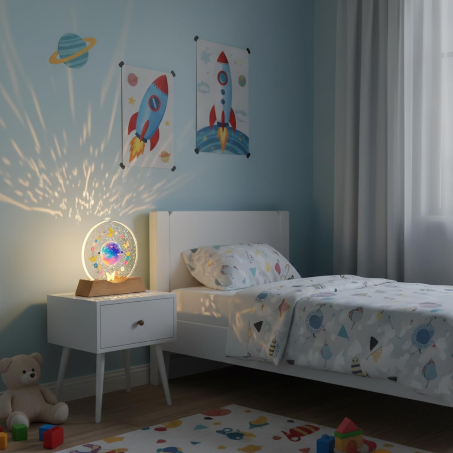 3D Crystal Moon Lamp – Engraved Crystal Ball with Wooden Base