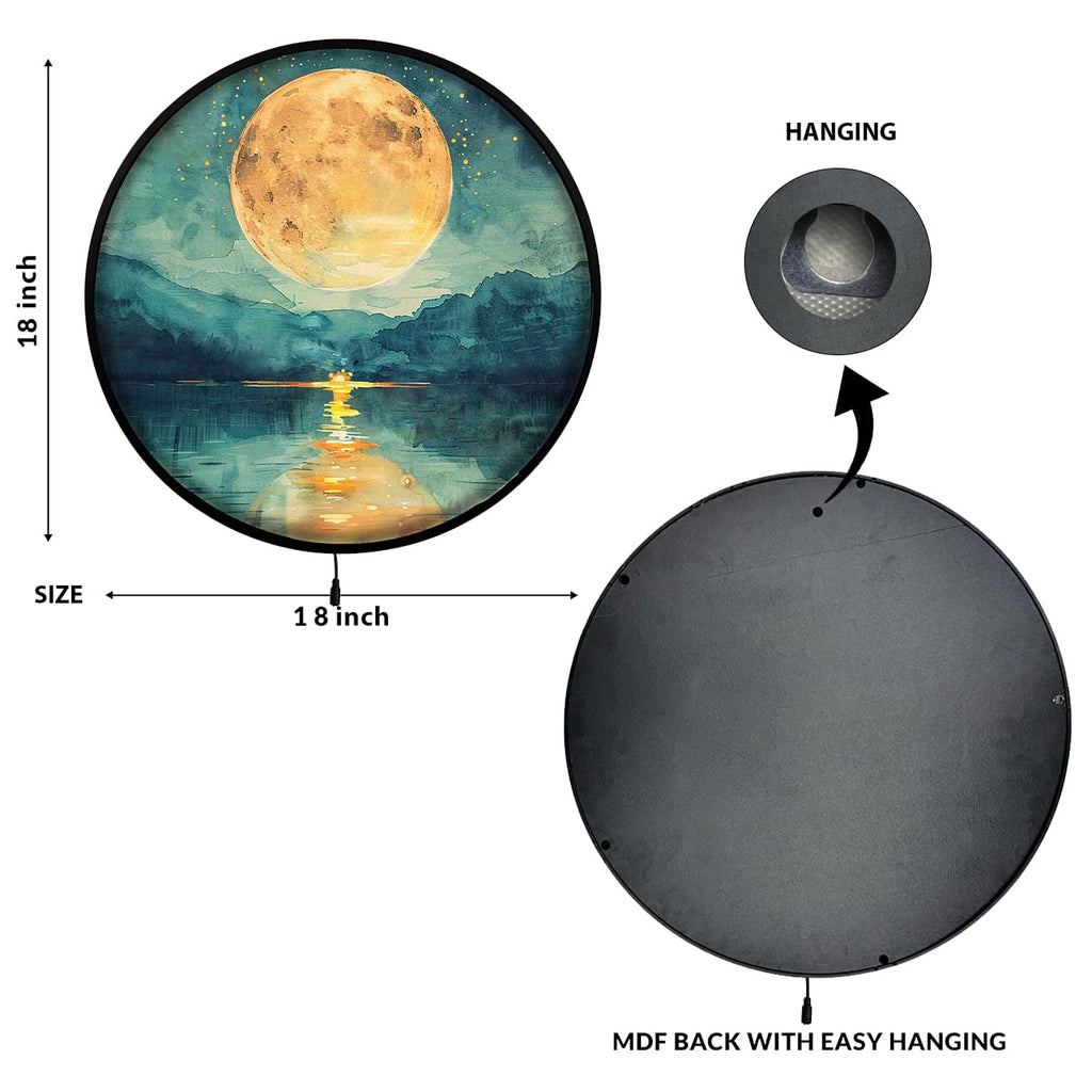 Full Moon Scenic View Night Wall Lamp Painting