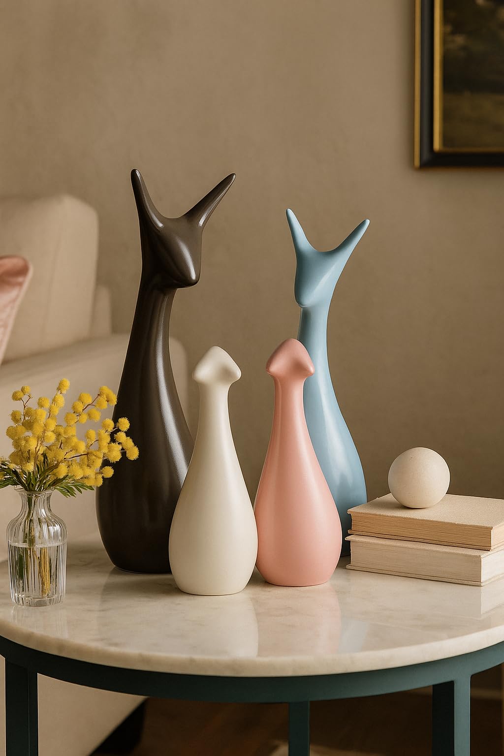 Lucky Deer Family Matte Finish Ceramic Figures - (Set of 3, Matte Brown)