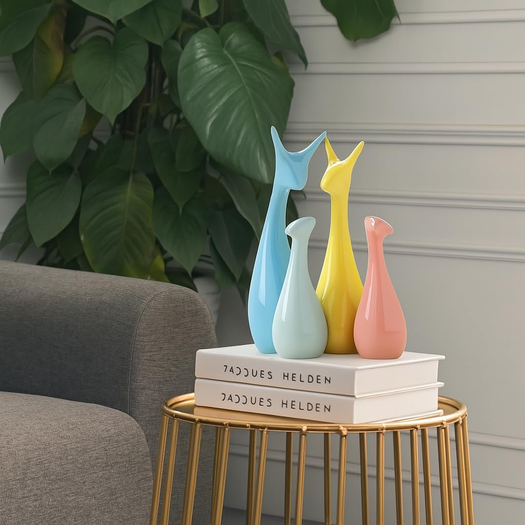 Lucky Deer Family Matte Finish Ceramic Figures - (Set of 3, Matte Brown)