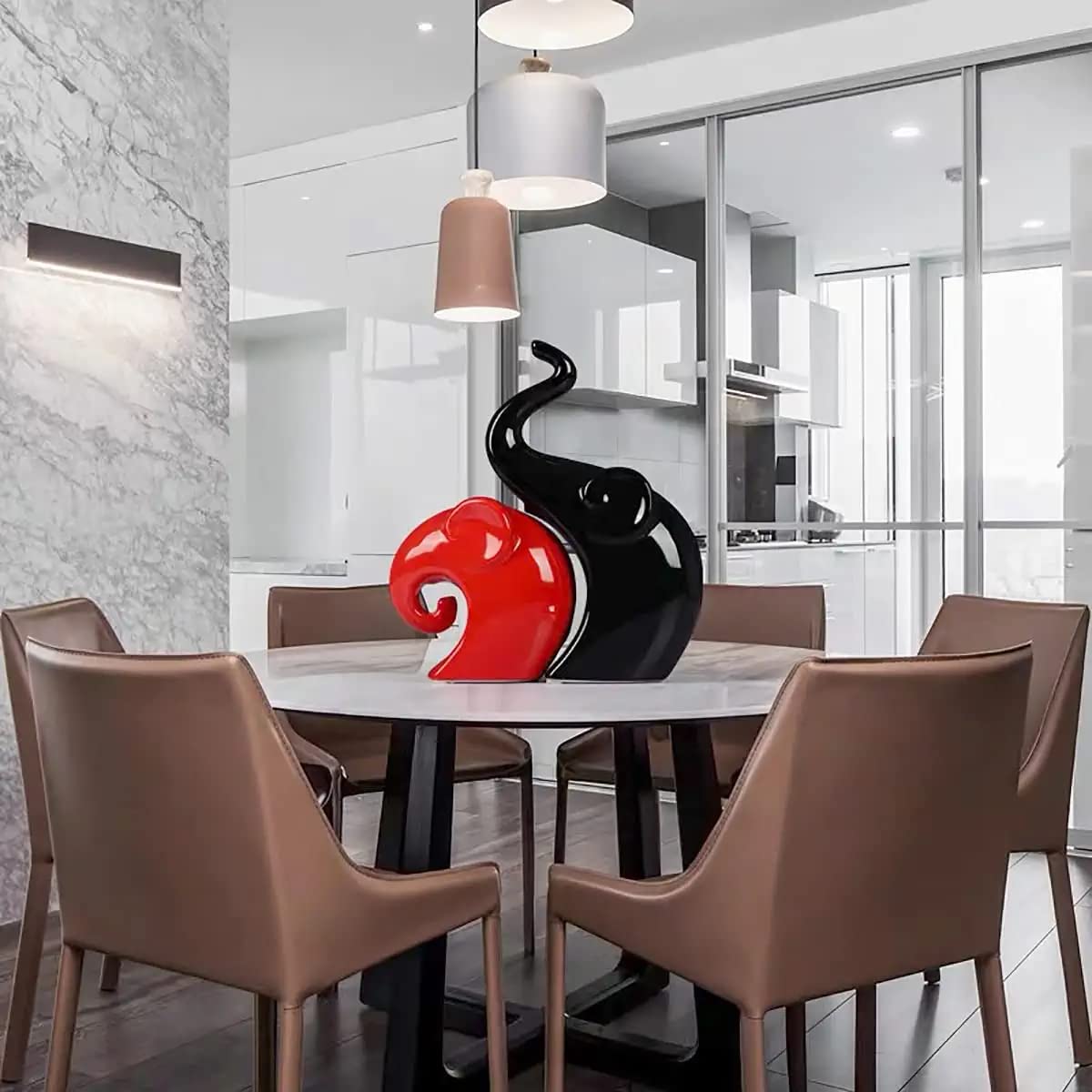 Lucky Deer Family Matte Finish Ceramic Figures - (Set of 3, Matte Brown)