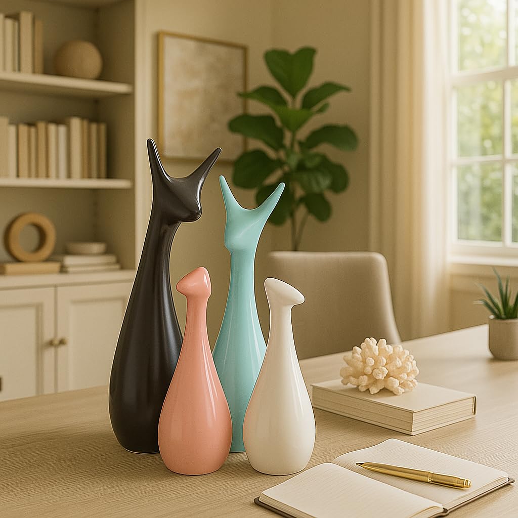 Lucky Deer Family Matte Finish Ceramic Figures - (Set of 3, Matte Brown)