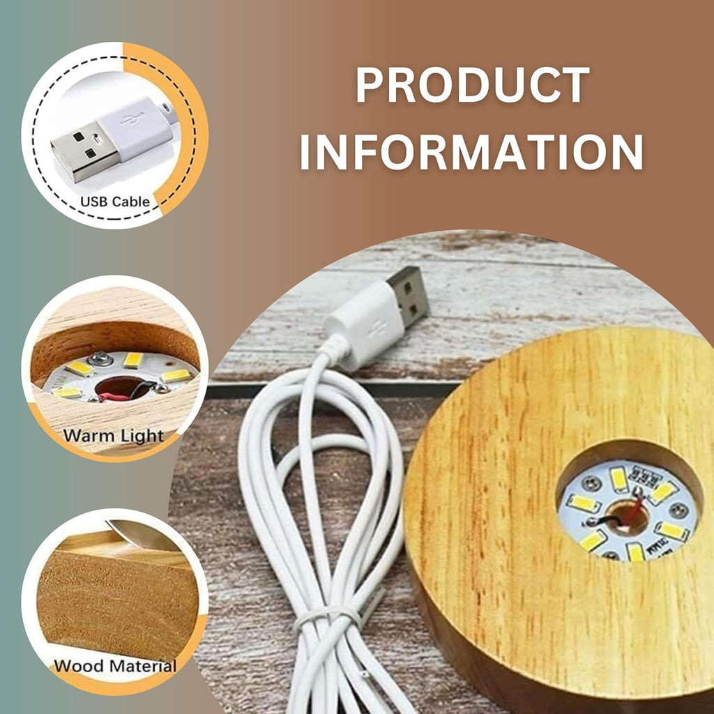 3D Moon Lamp with Wooden Stand