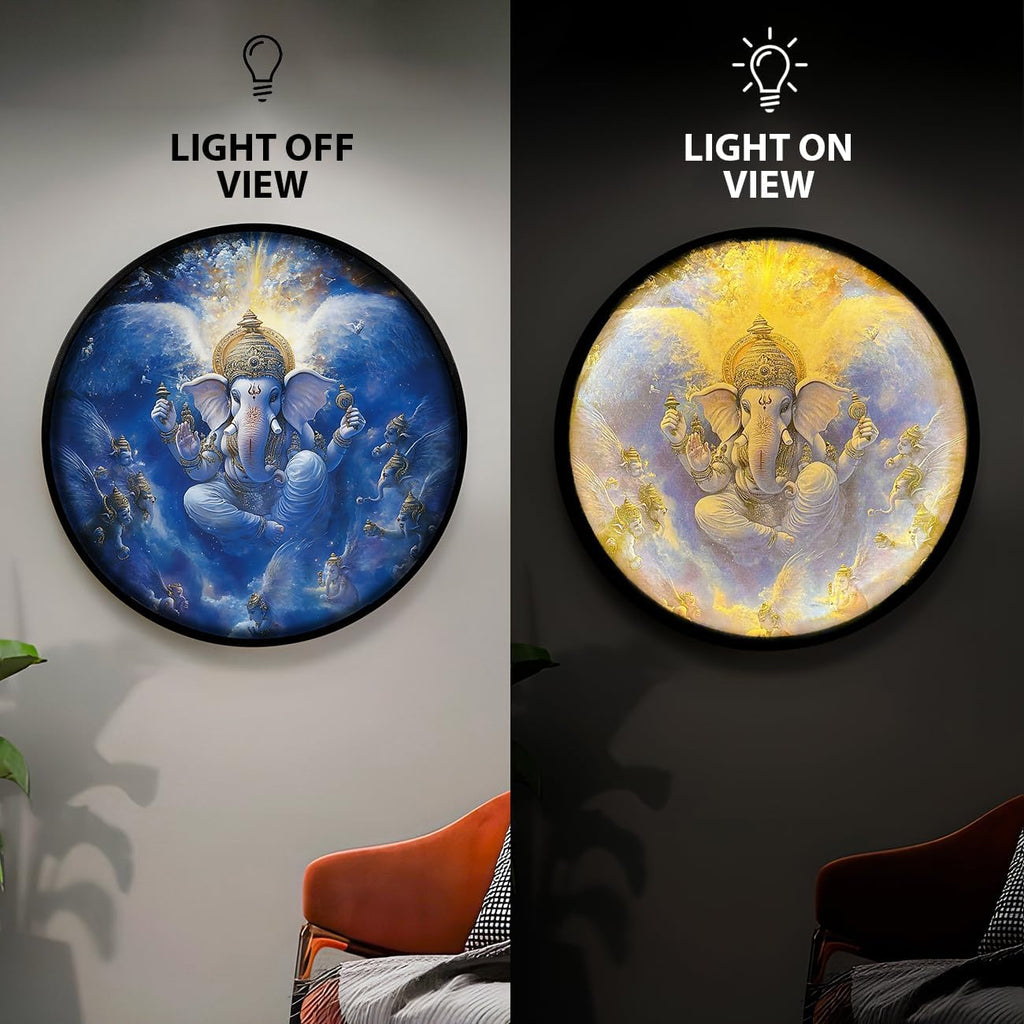 Full Moon Scenic View Night Wall Lamp Painting