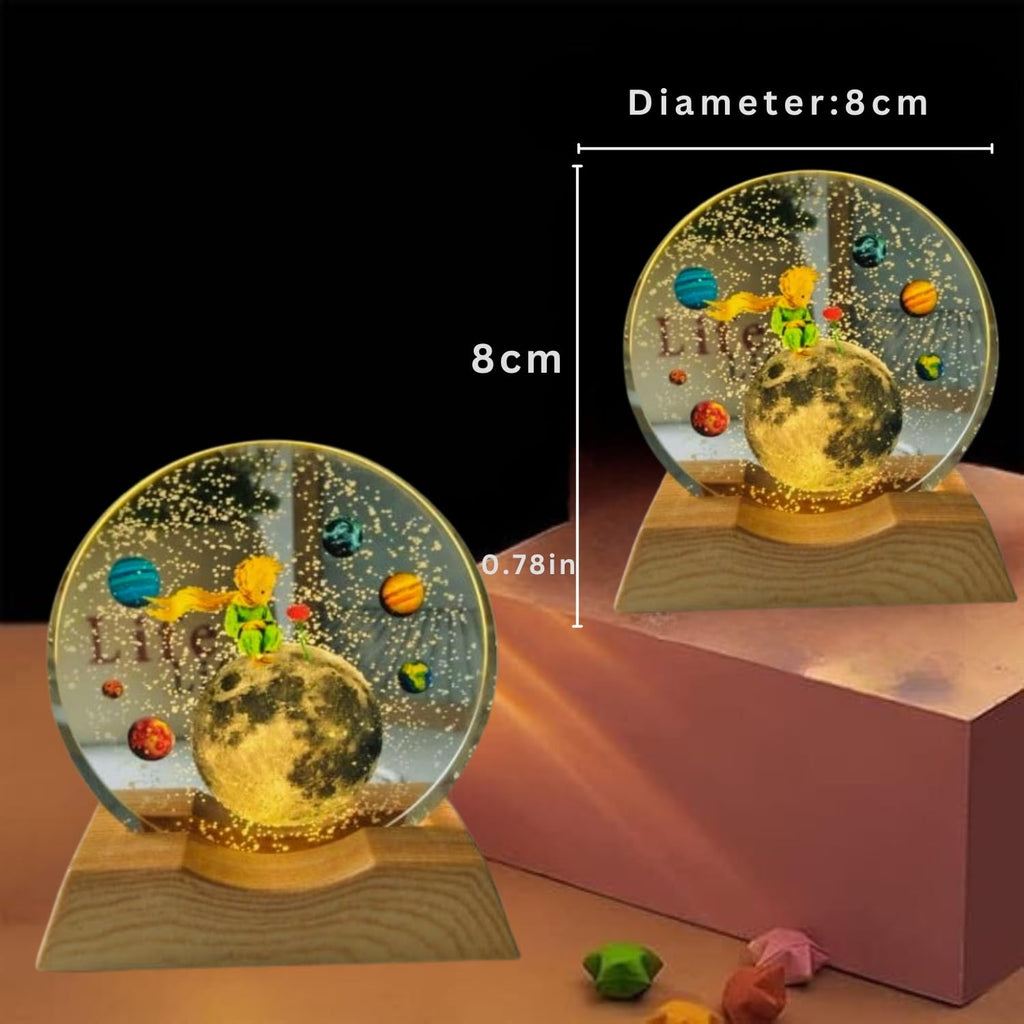 3D Crystal Moon Lamp – Engraved Crystal Ball with Wooden Base