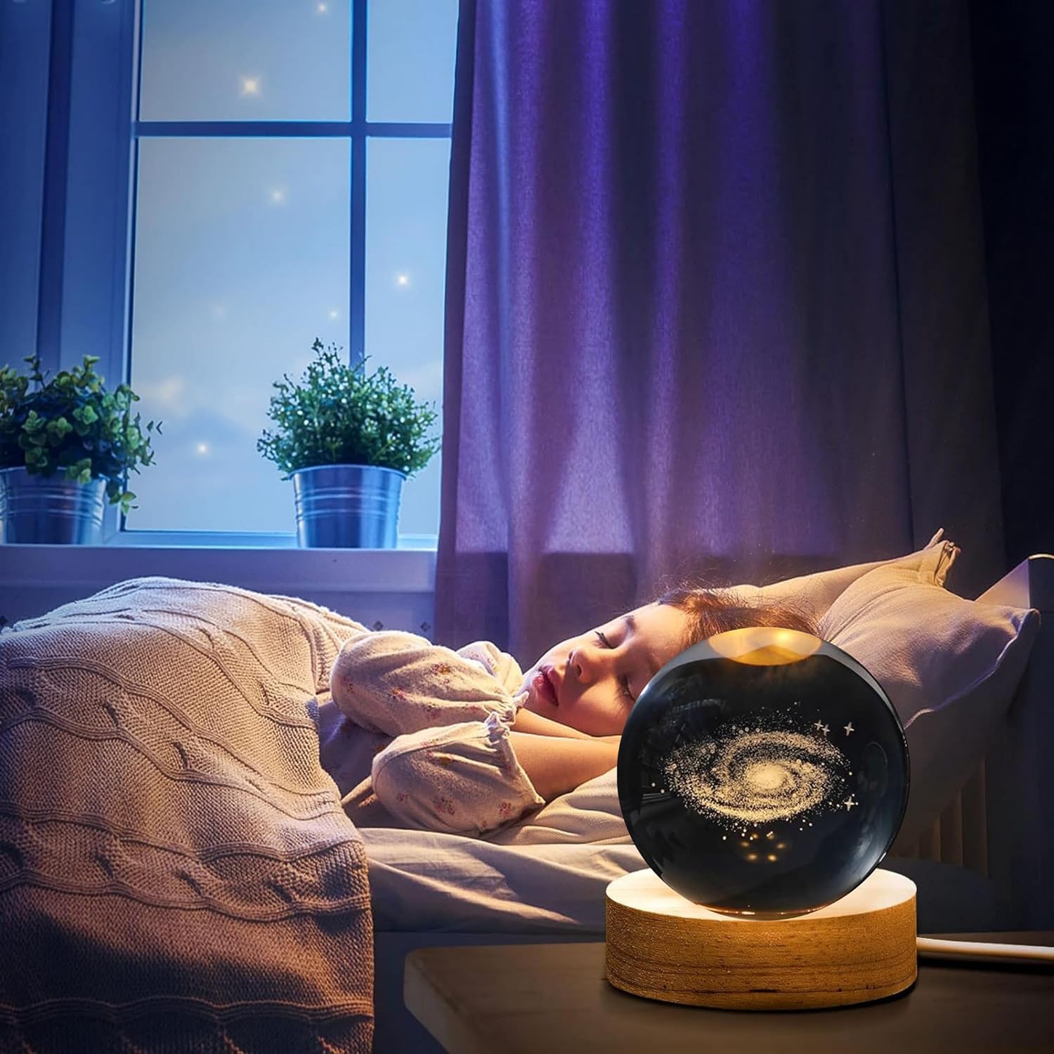 3D Moon Lamp with Wooden Stand