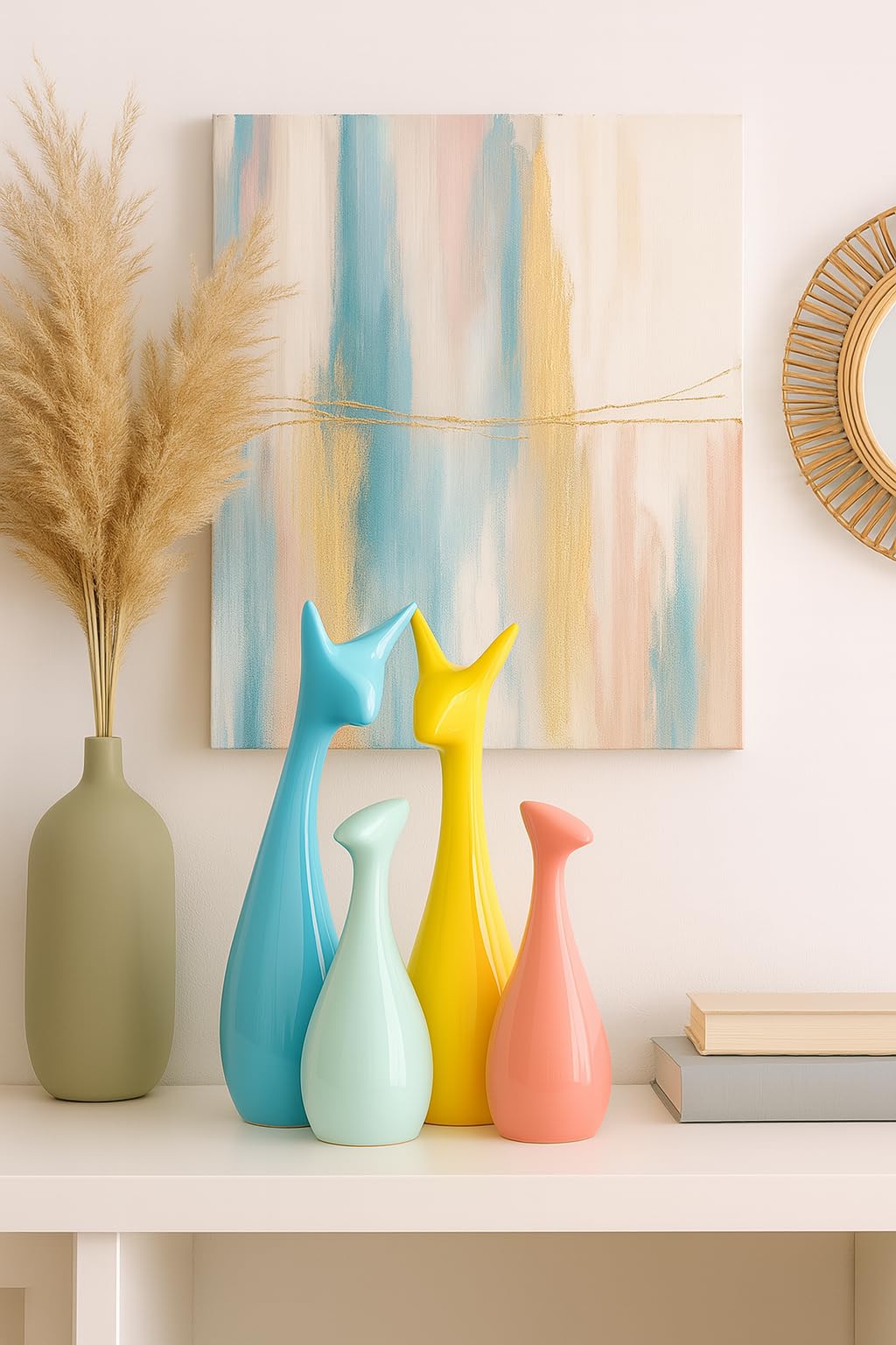 Lucky Deer Family Matte Finish Ceramic Figures - (Set of 3, Matte Brown)