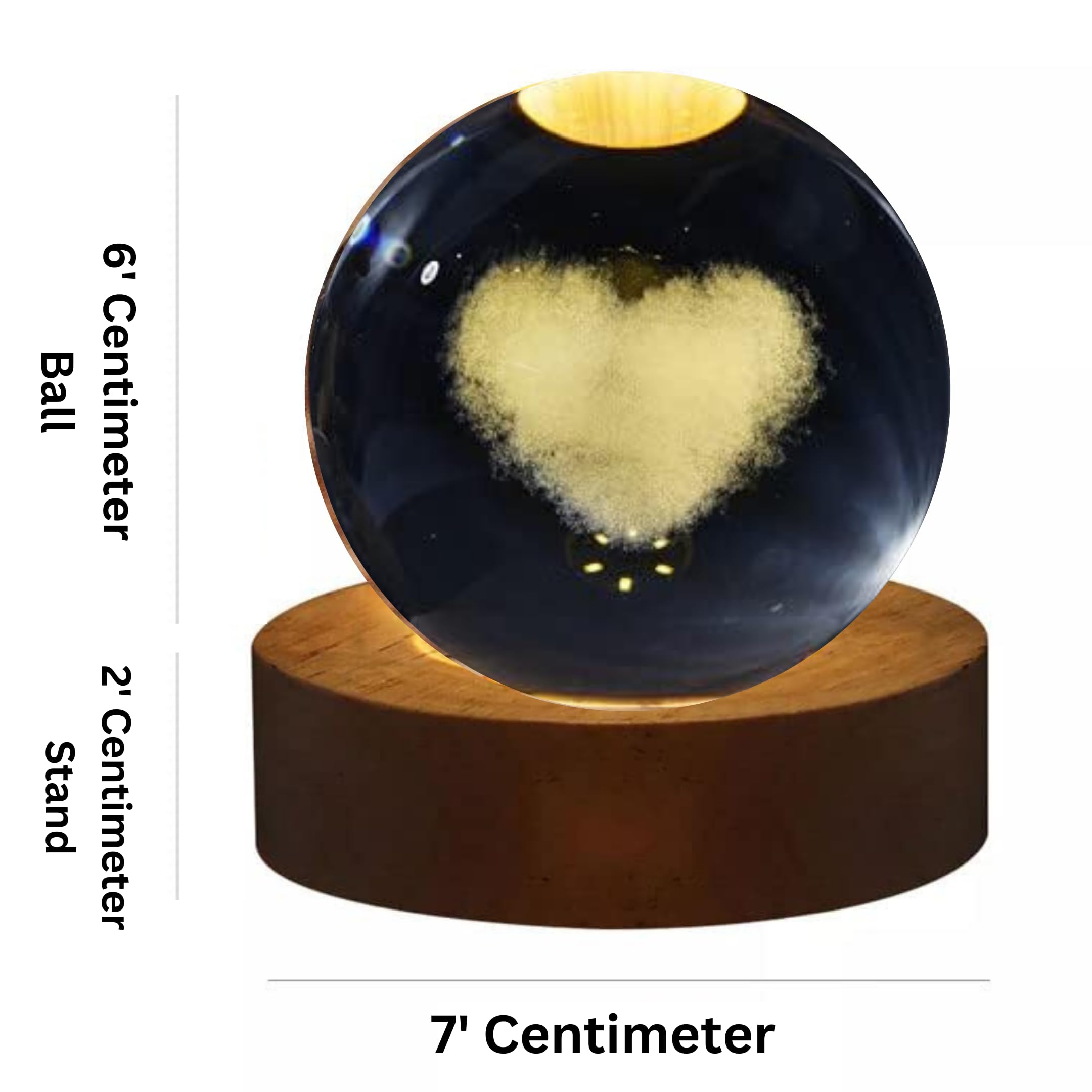 3D Crystal Moon Lamp – Engraved Crystal Ball with Wooden Base
