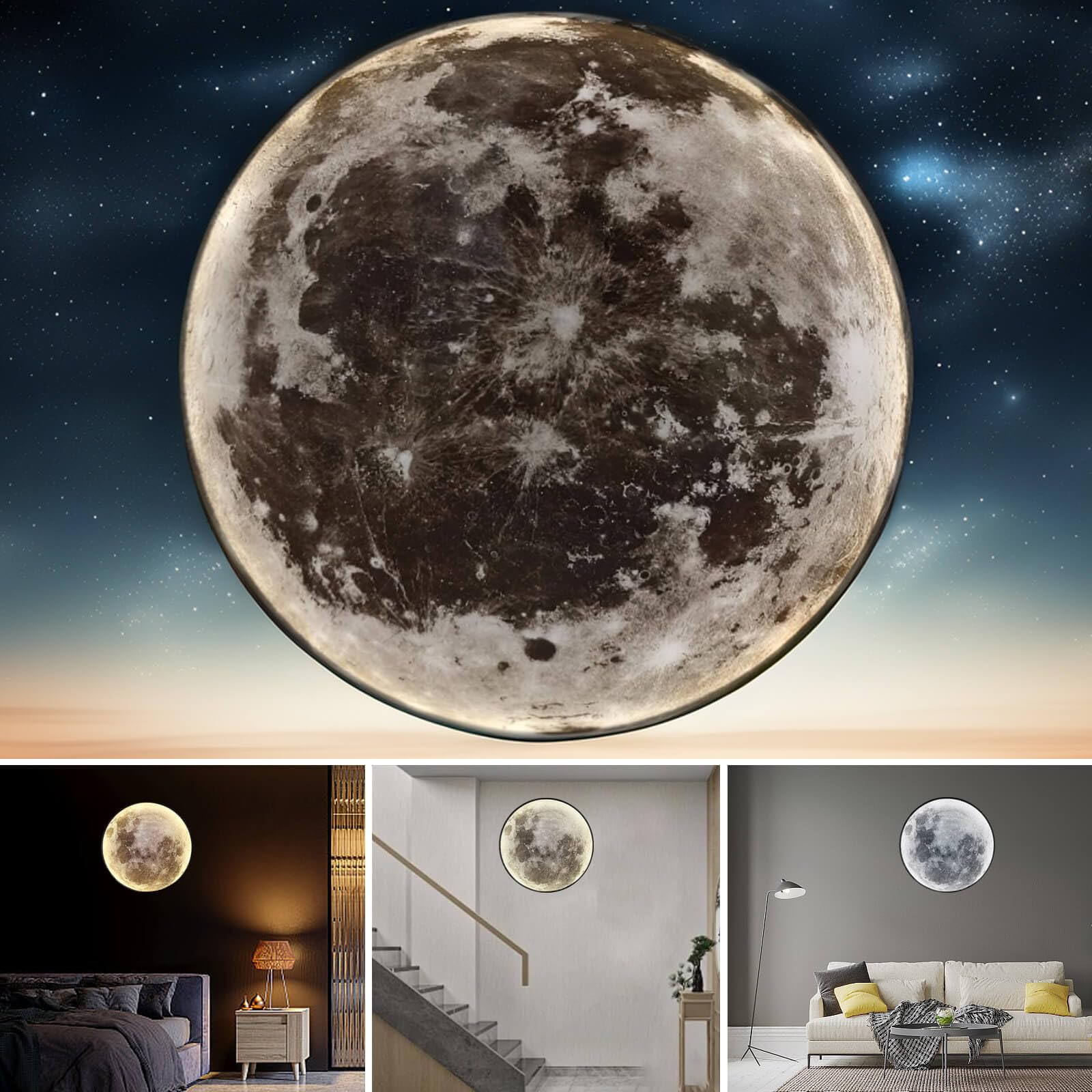 3D Moon LED Wall Lamp Modern Art