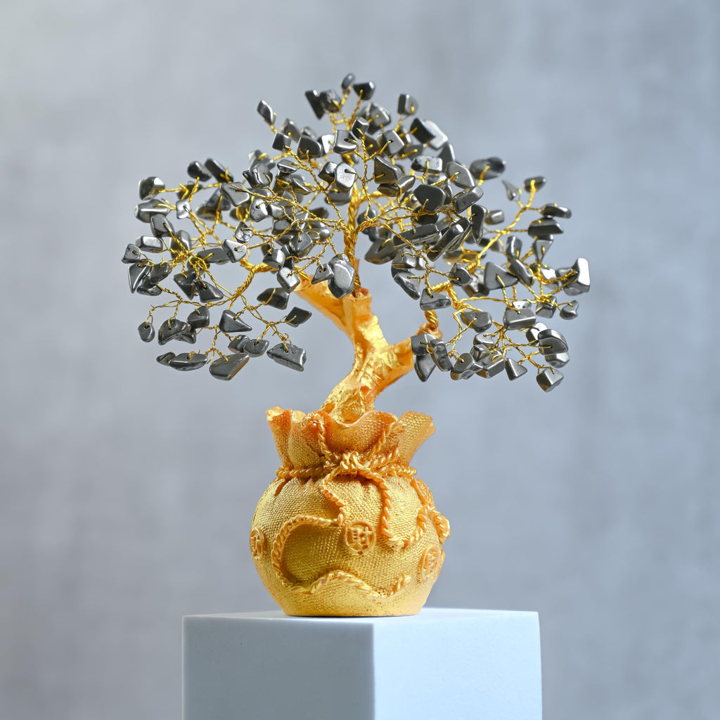 7 Chakra Crystal Bonsai Tree with Golden Money Bag Base