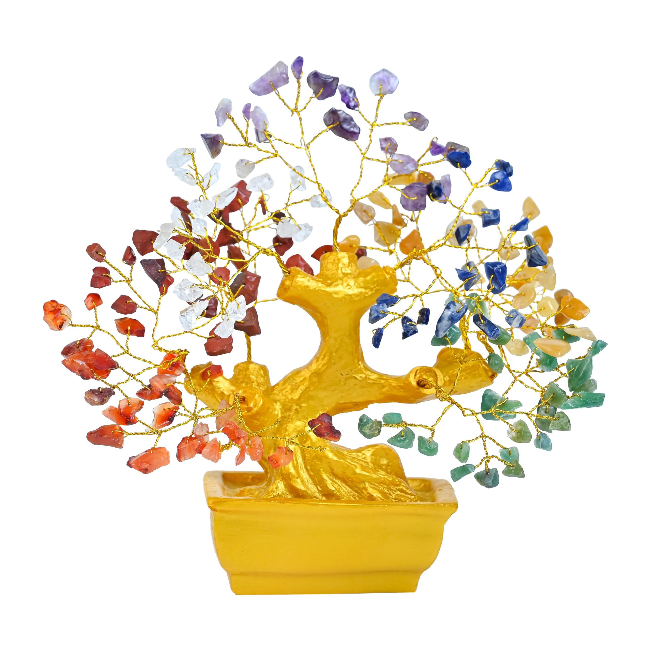 7 Chakra Crystal Bonsai Tree with Golden Money Bag Base
