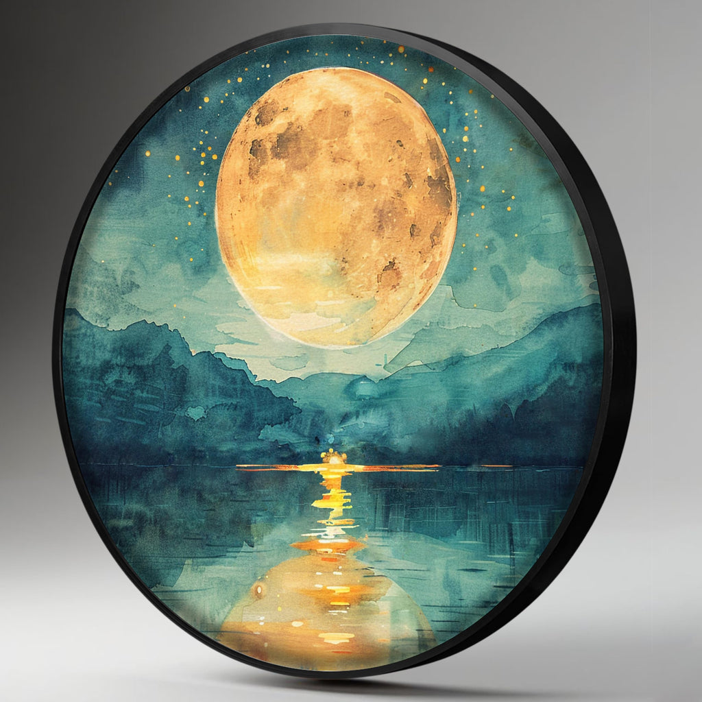 Full Moon Scenic View Night Wall Lamp Painting