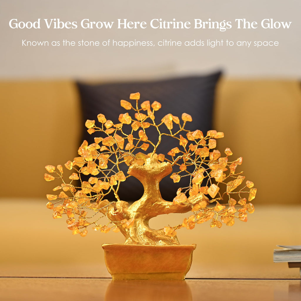 7 Chakra Crystal Bonsai Tree with Golden Money Bag Base