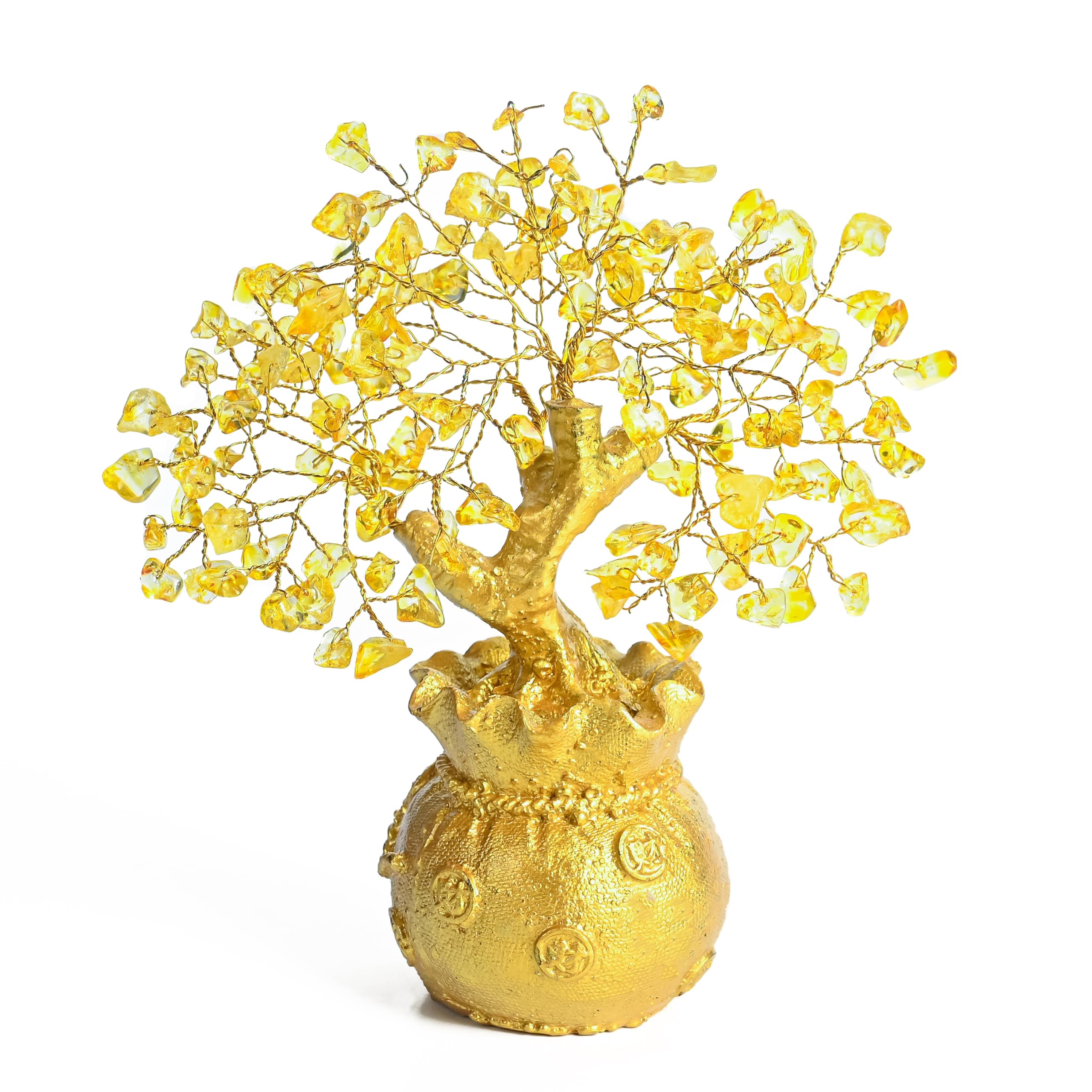 7 Chakra Crystal Bonsai Tree with Golden Money Bag Base