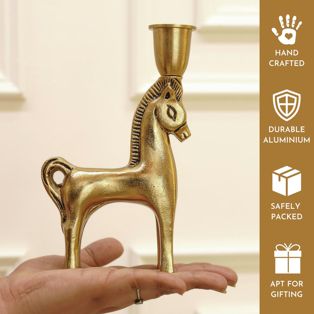 BEHOMA Metal Dancing Peacock Figurine for Good Luck & Love,Candle Holder for Home Dcor Tabletop Living,Showpiece for Valentine's Day,Birthday(Scented Glass Votive Candle Included),Gold,18.5cm,11cm