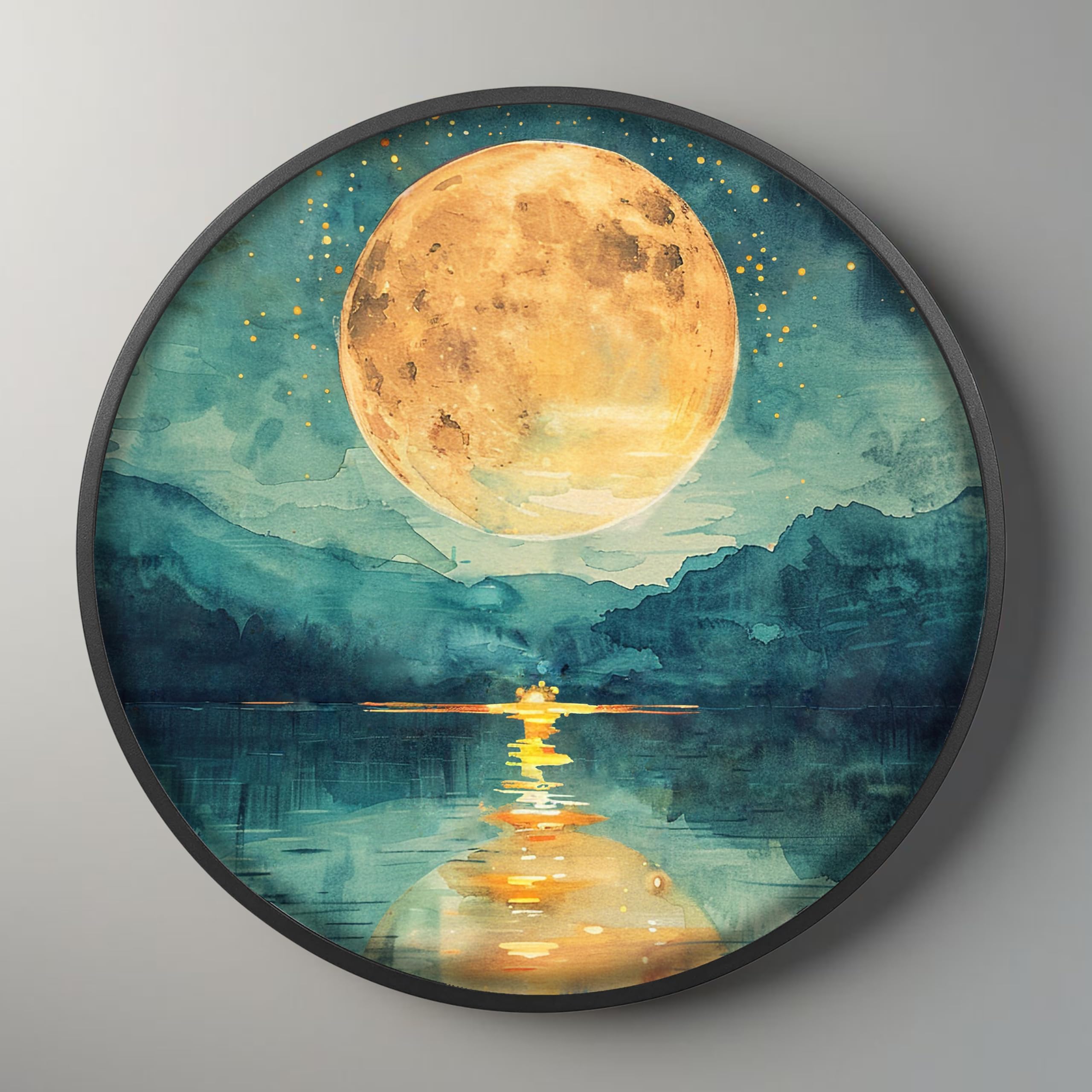 Full Moon Scenic View Night Wall Lamp Painting