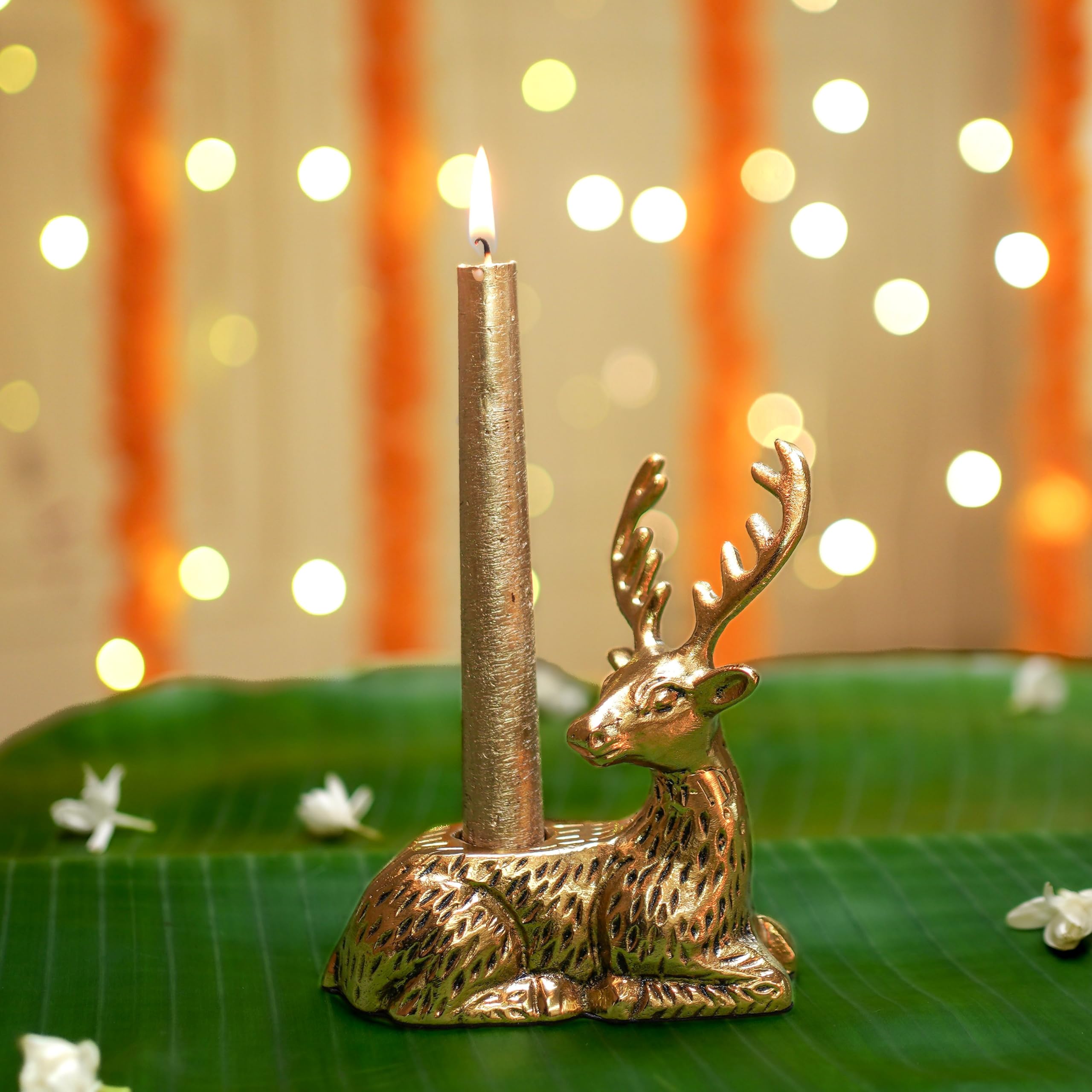 BEHOMA Metal Dancing Peacock Figurine for Good Luck & Love,Candle Holder for Home Dcor Tabletop Living,Showpiece for Valentine's Day,Birthday(Scented Glass Votive Candle Included),Gold,18.5cm,11cm