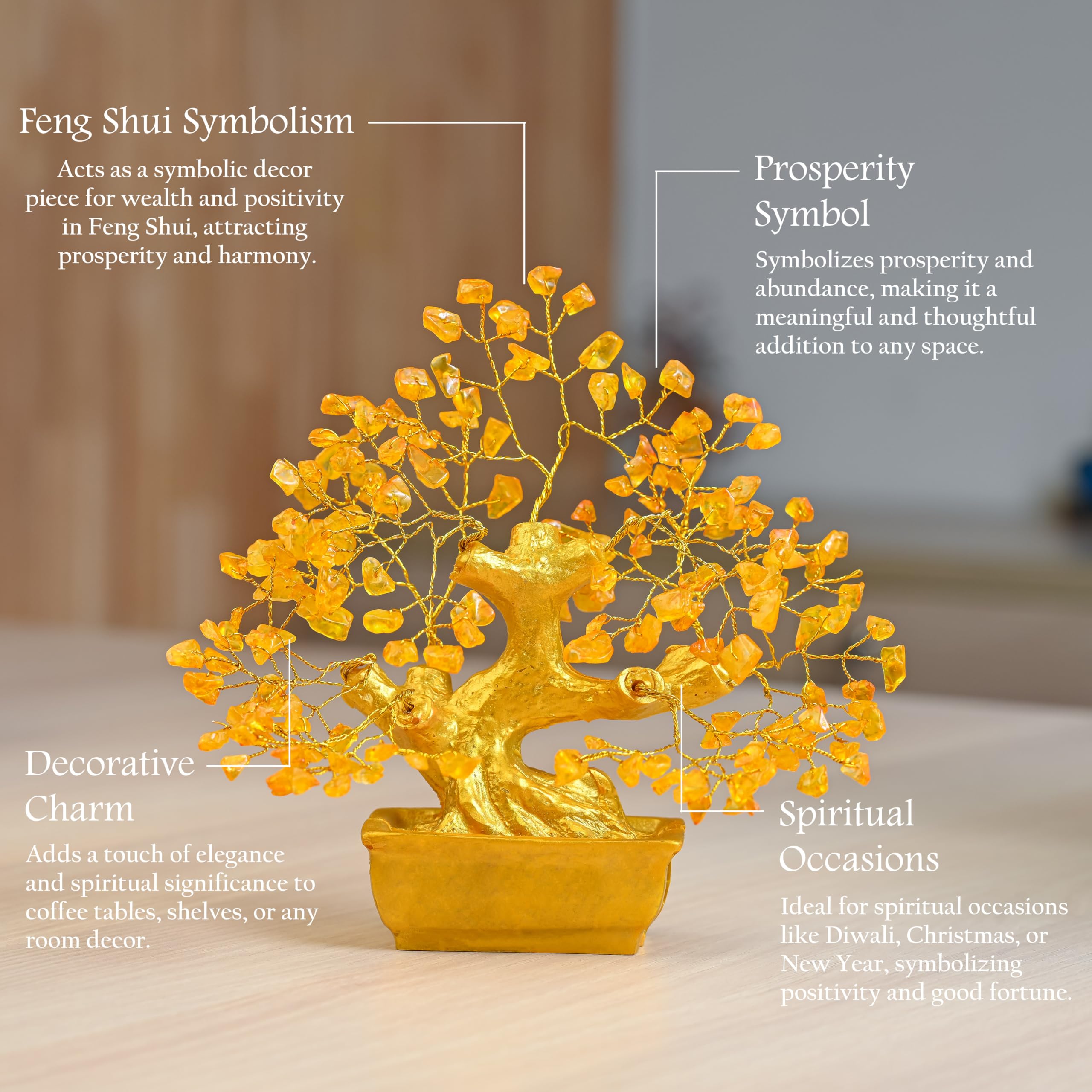 7 Chakra Crystal Bonsai Tree with Golden Money Bag Base