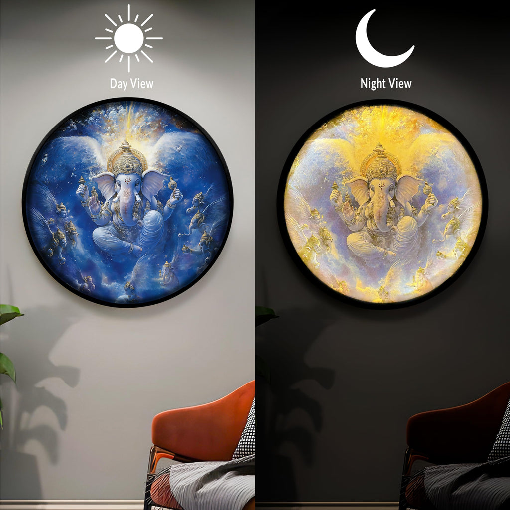 Full Moon Scenic View Night Wall Lamp Painting