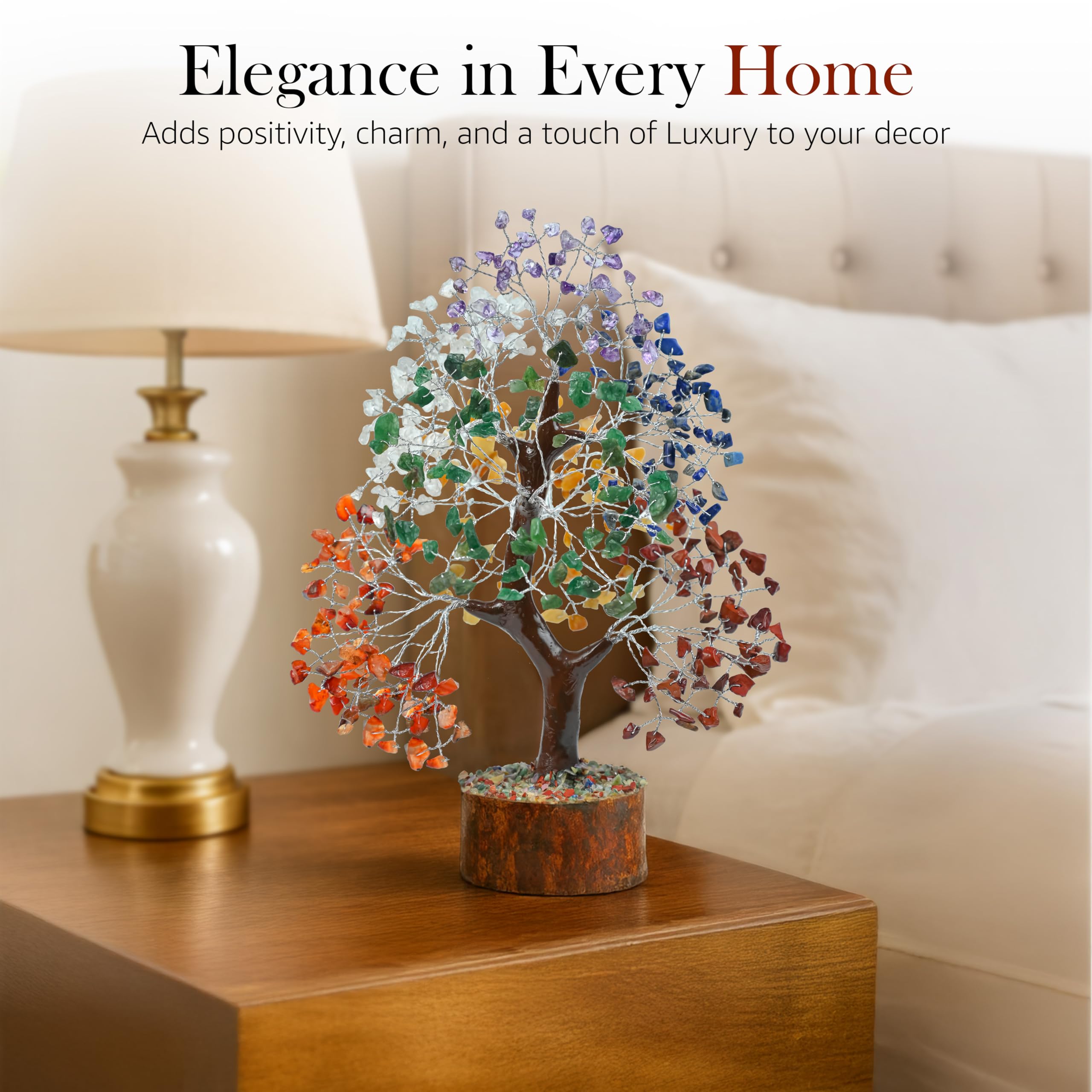 7 Chakra Crystal Bonsai Tree with Golden Money Bag Base