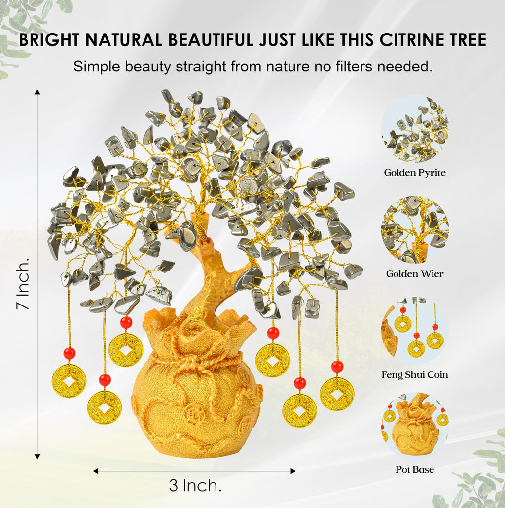 7 Chakra Crystal Bonsai Tree with Golden Money Bag Base