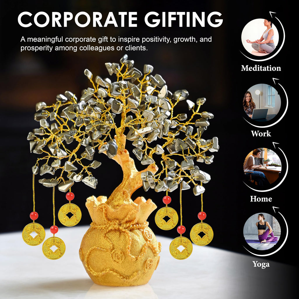 7 Chakra Crystal Bonsai Tree with Golden Money Bag Base