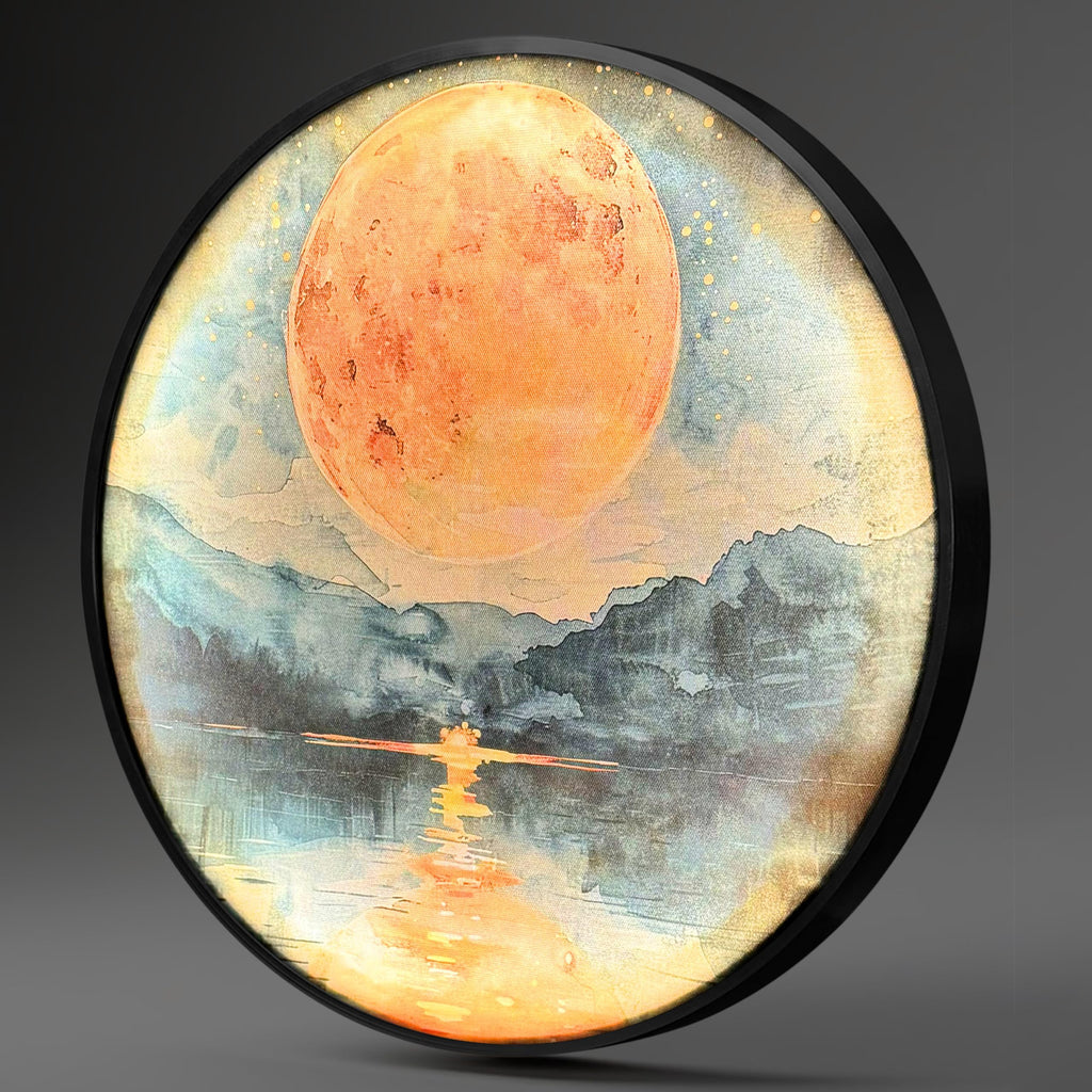 Full Moon Scenic View Night Wall Lamp Painting