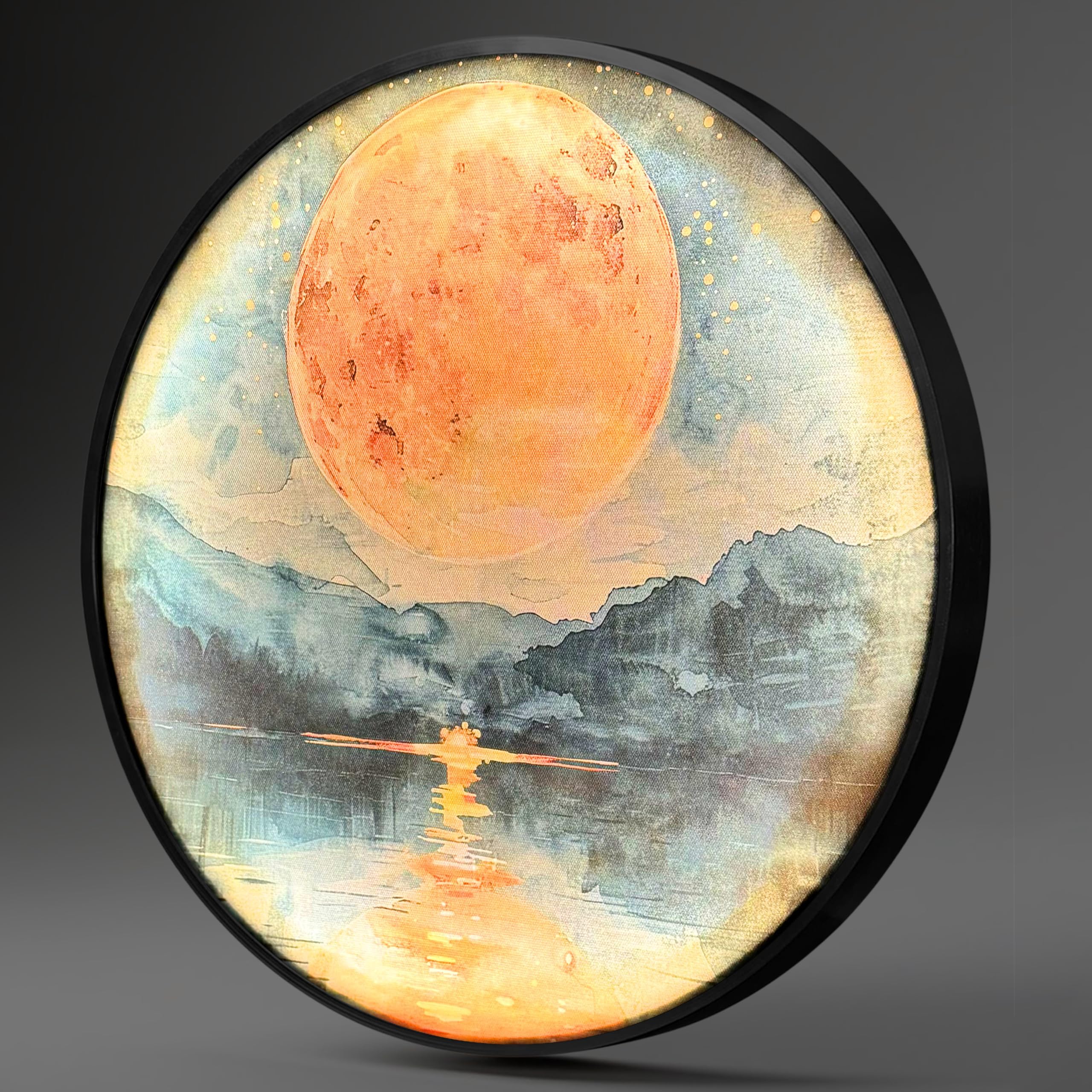Full Moon Scenic View Night Wall Lamp Painting