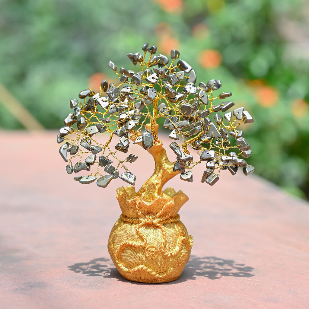 7 Chakra Crystal Bonsai Tree with Golden Money Bag Base