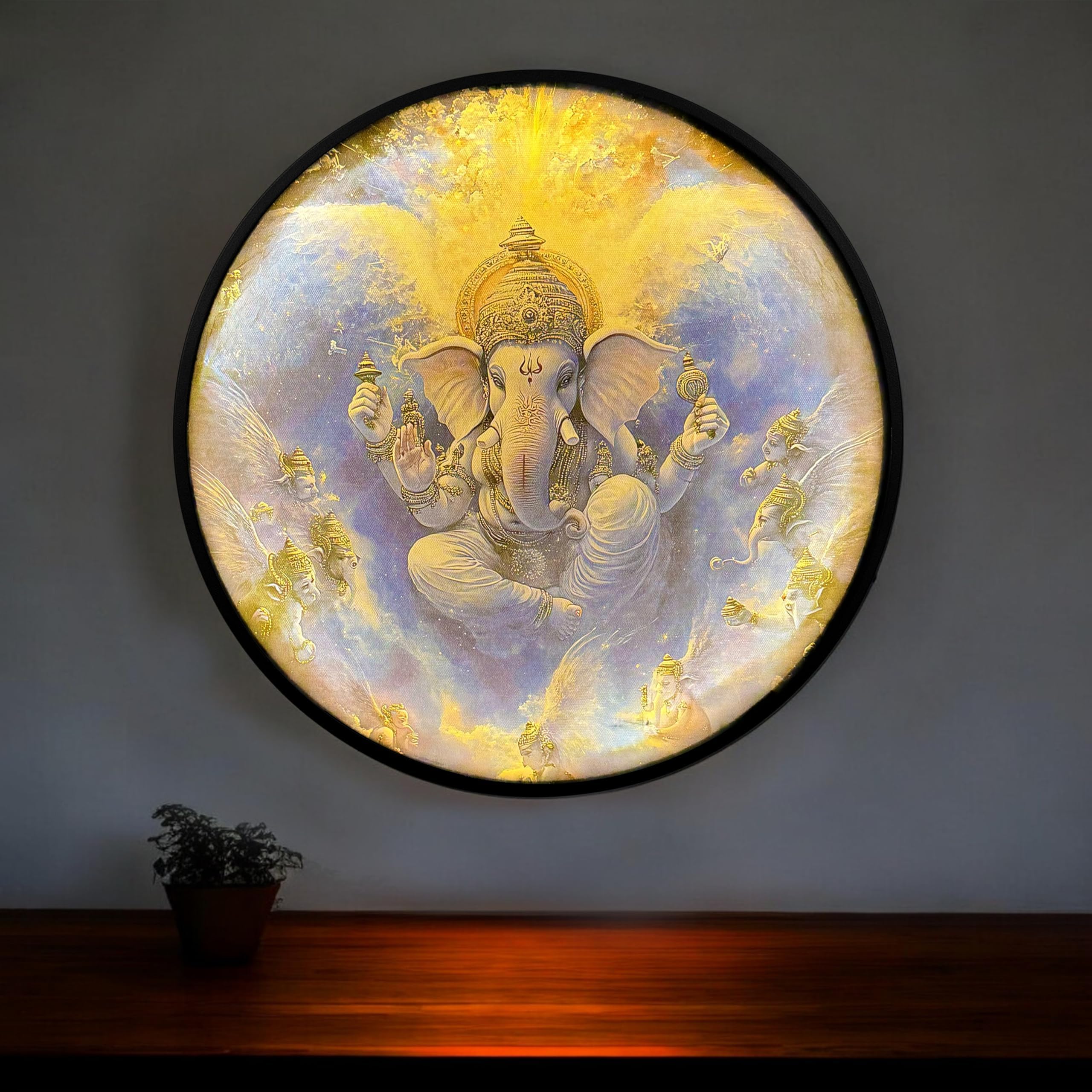 Full Moon Scenic View Night Wall Lamp Painting