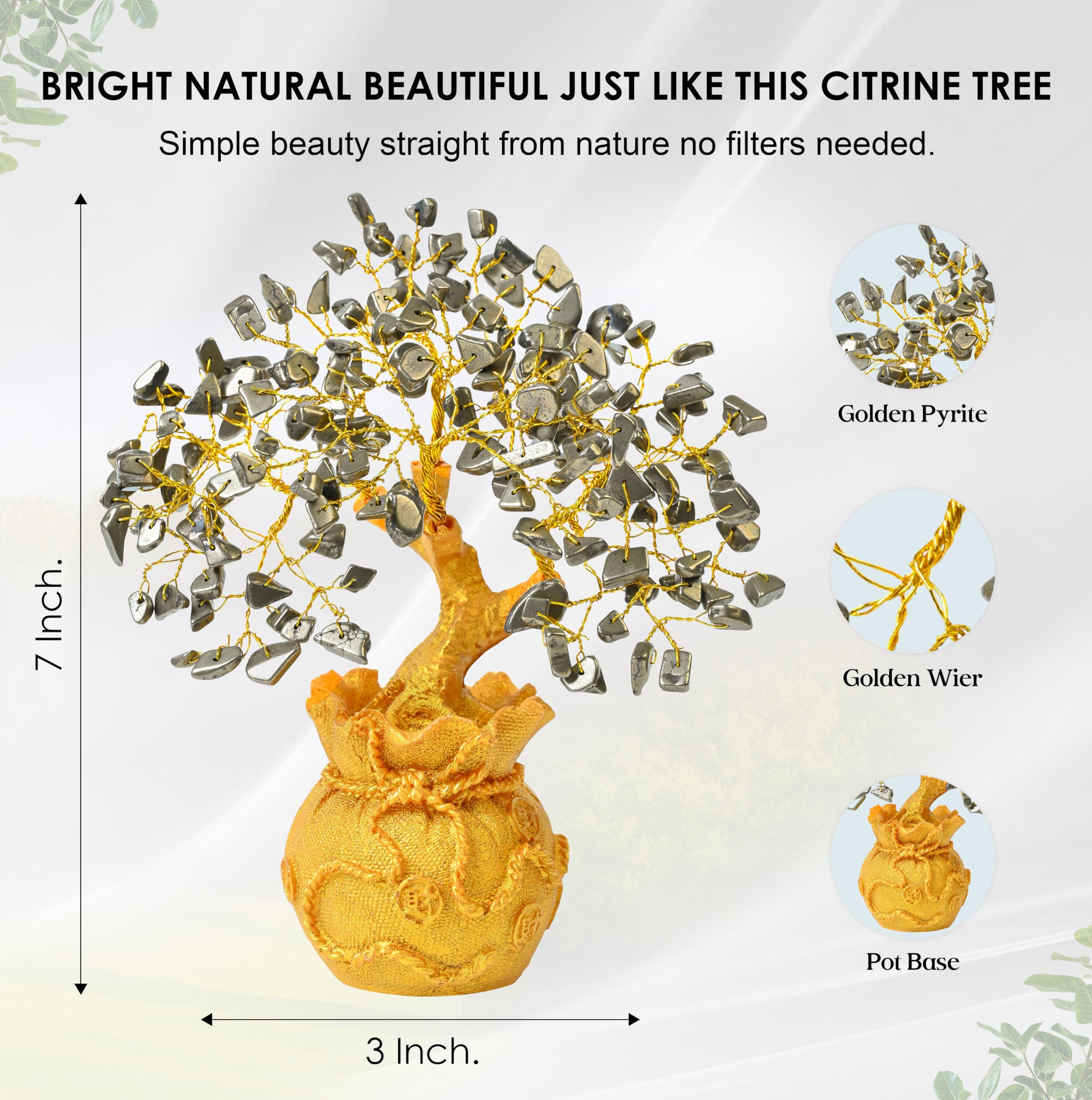 7 Chakra Crystal Bonsai Tree with Golden Money Bag Base