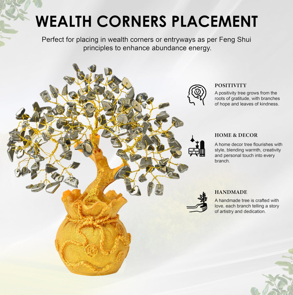 7 Chakra Crystal Bonsai Tree with Golden Money Bag Base